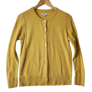 Vintage Womens Cotton Modal Mustard Yellow Knit botton front Cardigan Size S